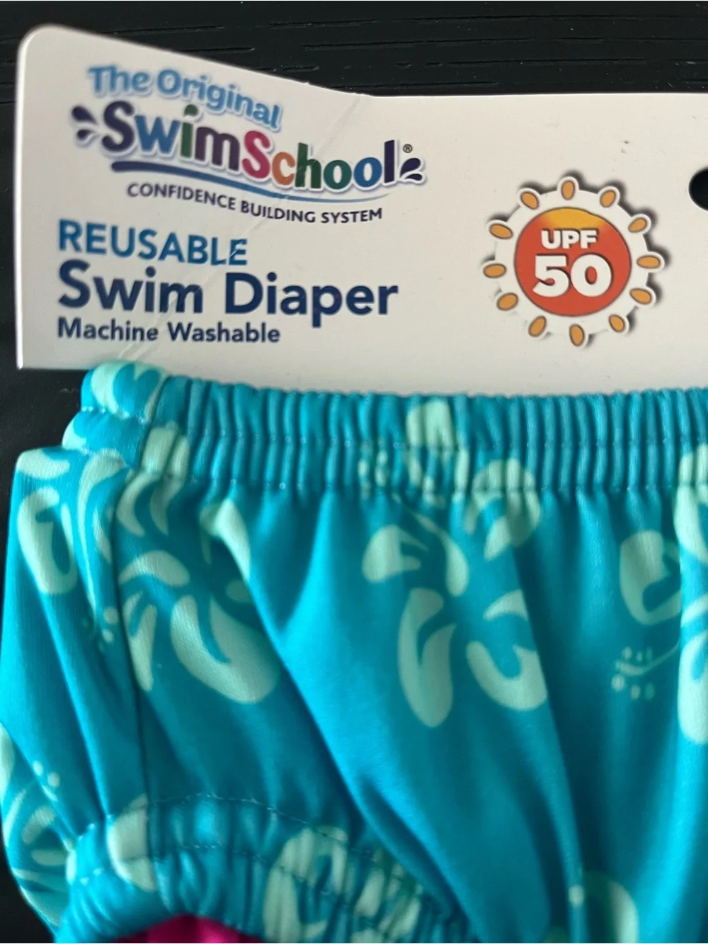 The Original SwimSchool Girls' Turquoise & Pink Swim Diaper - UPF50 Size 12m NWT
